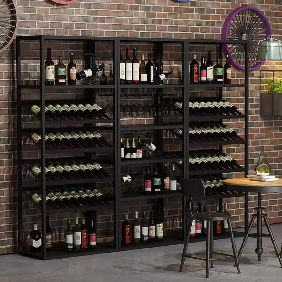 Industrial Kitchen Bar Cabinet – Handmade Iron Stackable Wine Rack Column for Display & Storage