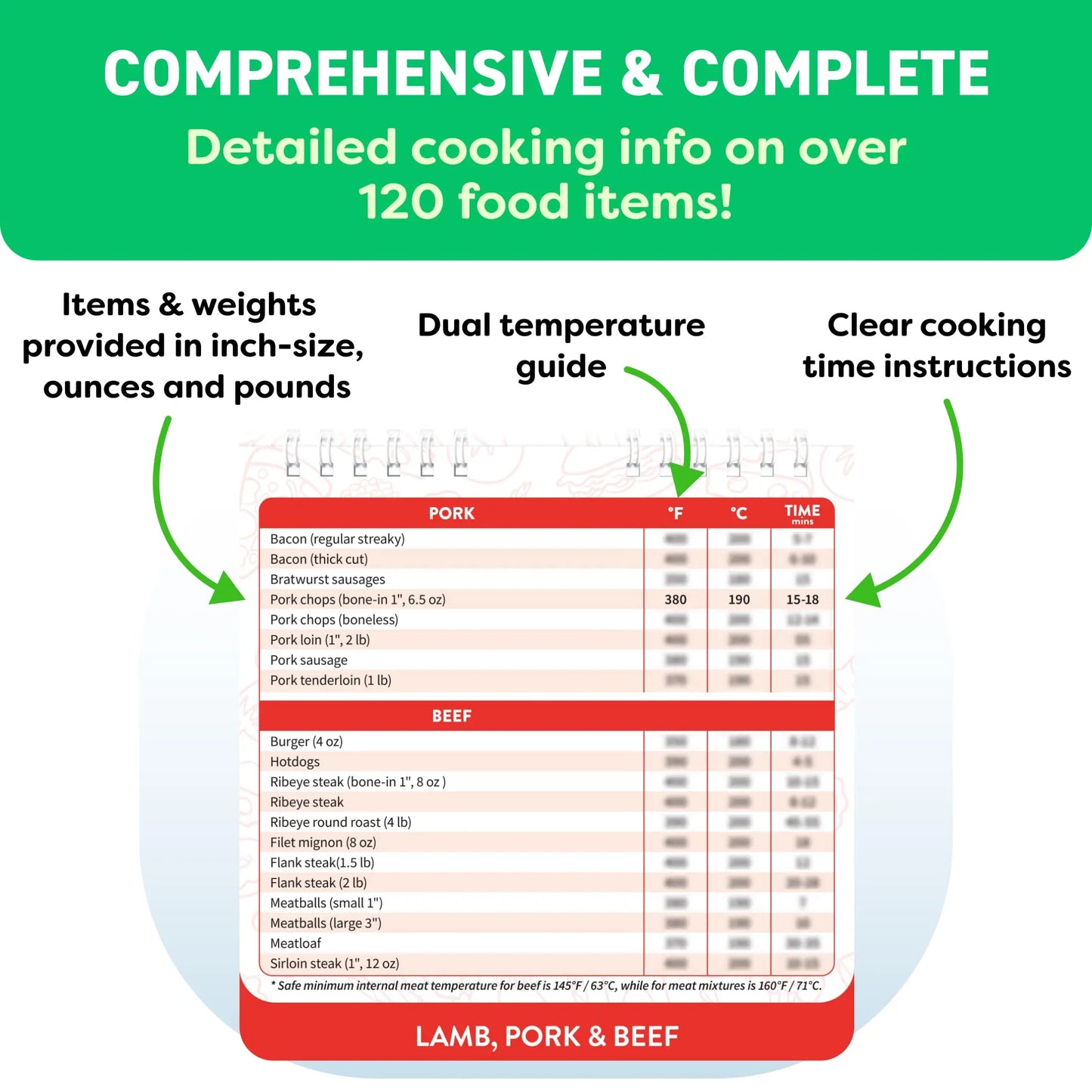 Air Fryer Magnetic Cheat Sheet & Cookbook – Quick Guide with Cooking Times, Temps, and Instant Pot Accessories