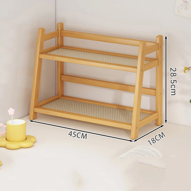 Bamboo Spice Caddy – 2-Layer Kitchen Storage Rack & Cup Holder for Coffee Bar & Countertop