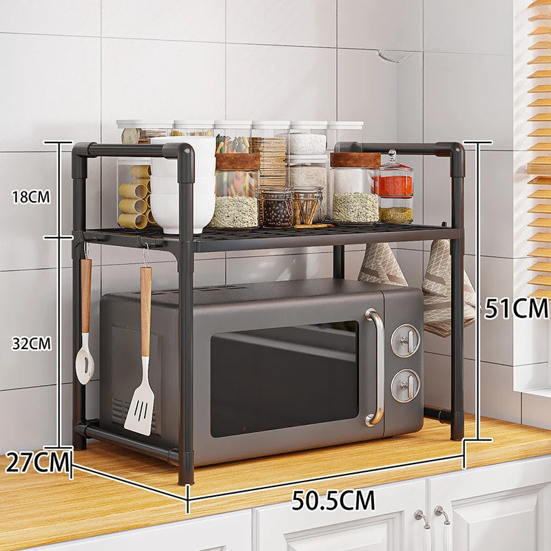 Kitchen Storage Rack – Multi-Layer Microwave Shelf & Condiment Organizer for Countertop