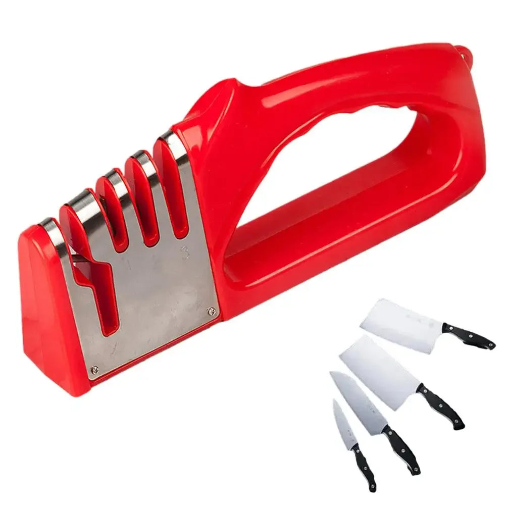 4-Segment Kitchen Knife Sharpener – Multifunctional Portable Tool with Non-Slip Base for Household Use