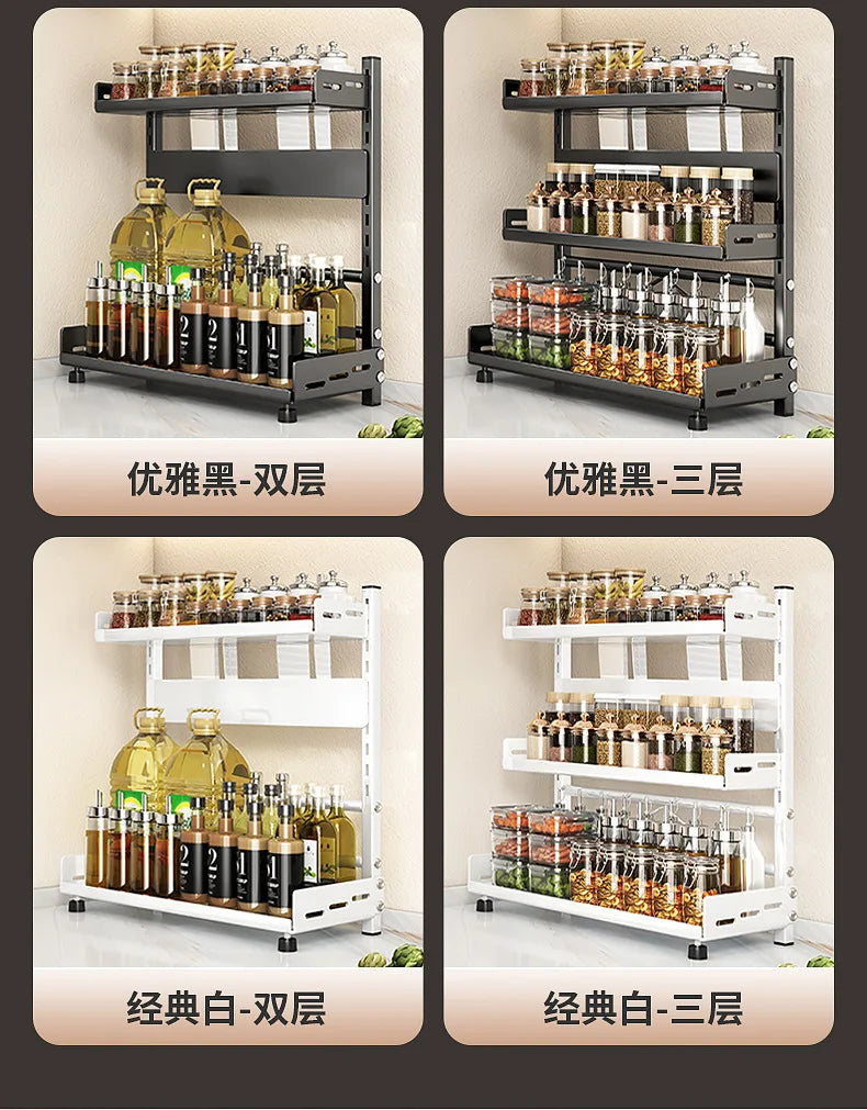 Multi-Function Kitchen Seasoning Rack – Countertop Knife Holder & Multi-Layer Storage for Utensils and Spices