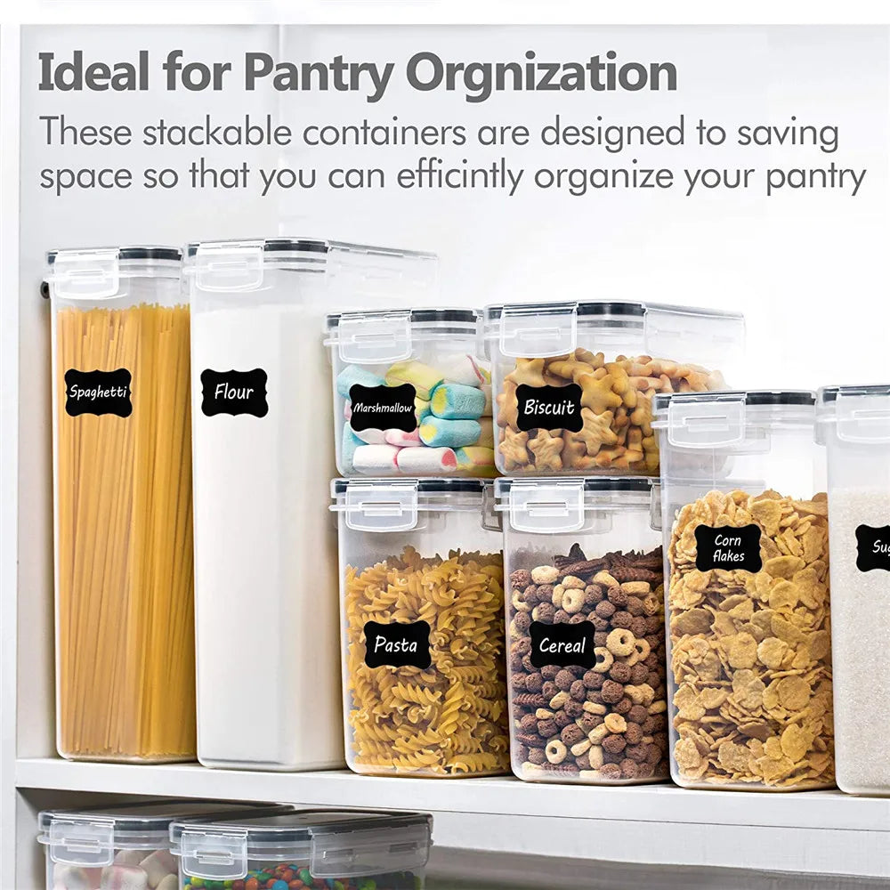7-Piece Food Storage Containers – Airtight BPA-Free Plastic Set with Stickers & Pen for Labeling