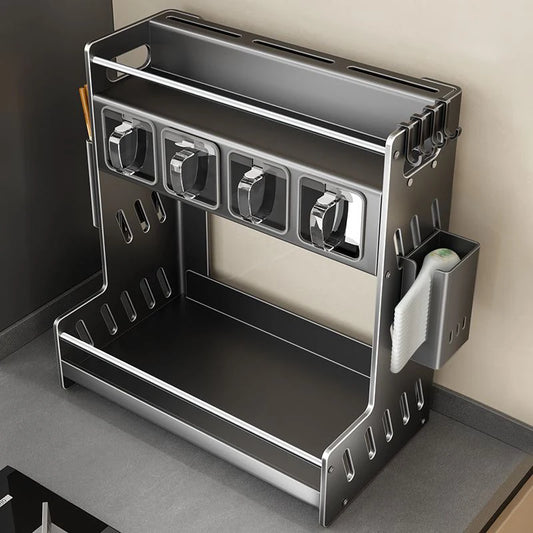 Modern Kitchen Spice Rack – Multifunctional Cabinet Seasoning & Cutlery Holder, Removable Organizer Shelf