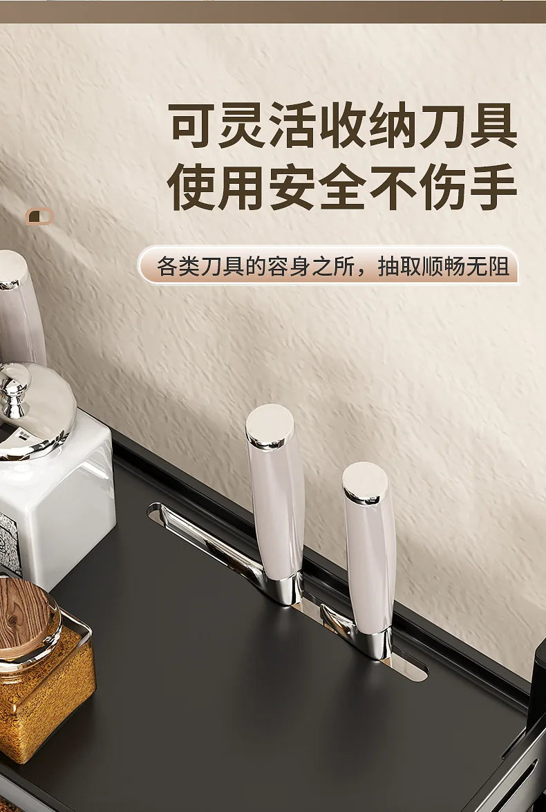 Multi-Function Kitchen Seasoning Rack – Countertop Knife Holder & Multi-Layer Storage for Utensils and Spices