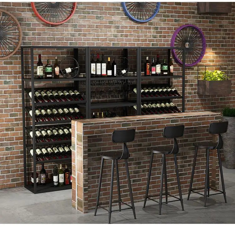 Industrial Kitchen Bar Cabinet – Handmade Iron Stackable Wine Rack Column for Display & Storage