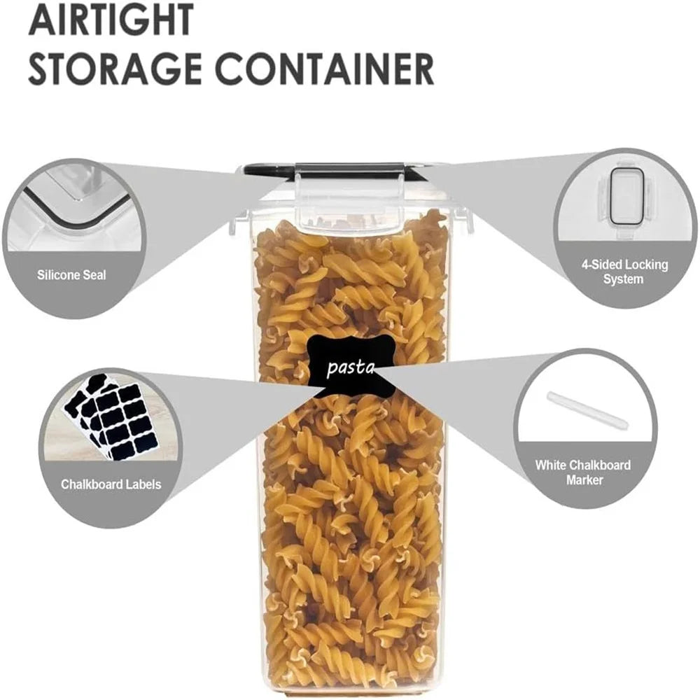 7-Piece Food Storage Containers – Airtight BPA-Free Plastic Set with Stickers & Pen for Labeling