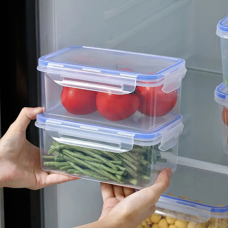 Plastic Kitchen Refrigerator Storage Box with Lid – Microwave Heating Lunch Box for Food Preservation & Organization