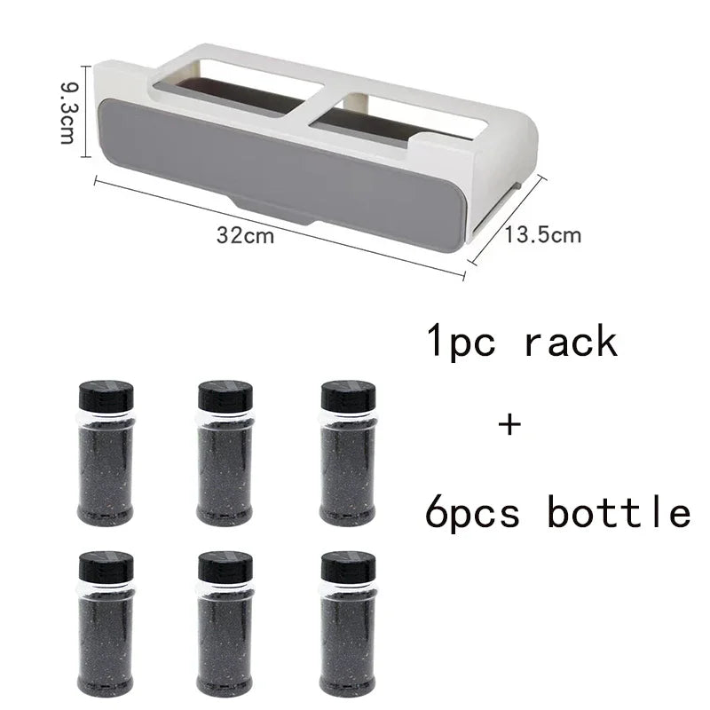 Wall-Mounted Spice Rack – Self-Adhesive Seasoning Bottle Organizer for Kitchen Storage