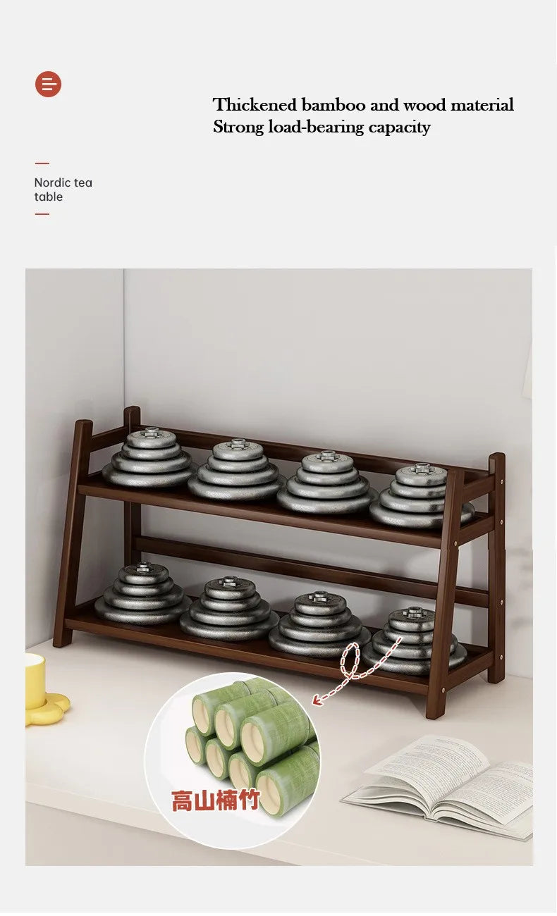 Bamboo Spice Caddy – 2-Layer Kitchen Storage Rack & Cup Holder for Coffee Bar & Countertop