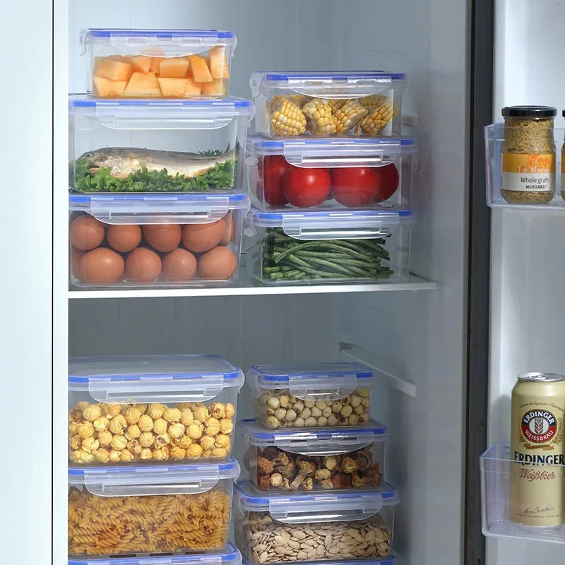 Plastic Kitchen Refrigerator Storage Box with Lid – Microwave Heating Lunch Box for Food Preservation & Organization