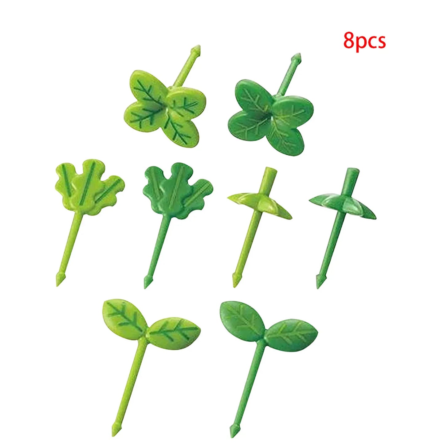 40-8pcs Leaf-Shaped Plastic Forks & Toothpicks – Fun Party Decor & Lunch Accessories for Kids, Sandwiches, and Salads