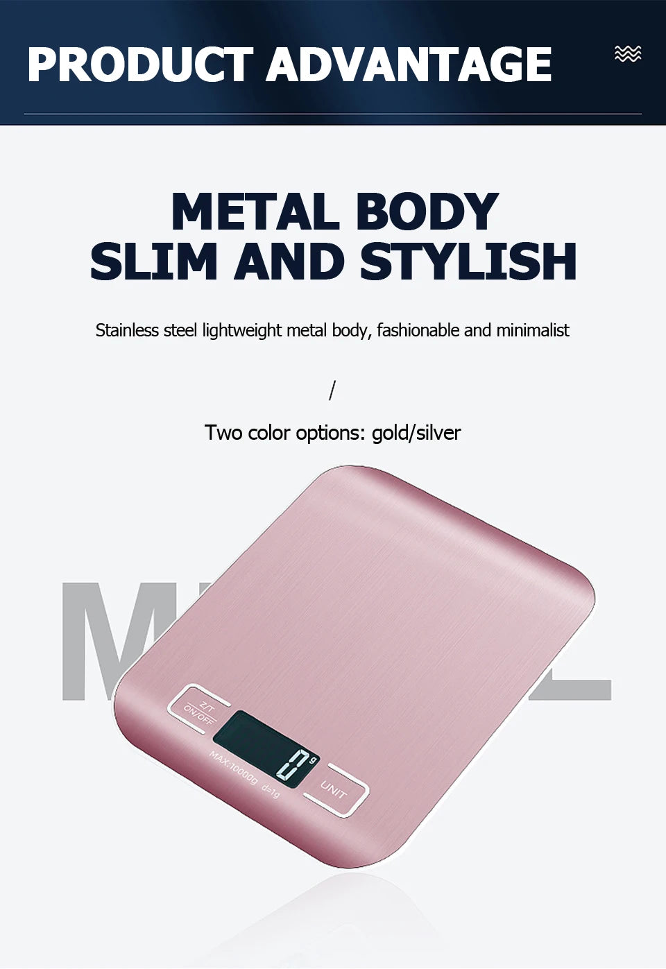 5kg/10kg Digital Kitchen Scale – Stainless Steel Electronic Weighing Scale for Food, Snacks & Baking