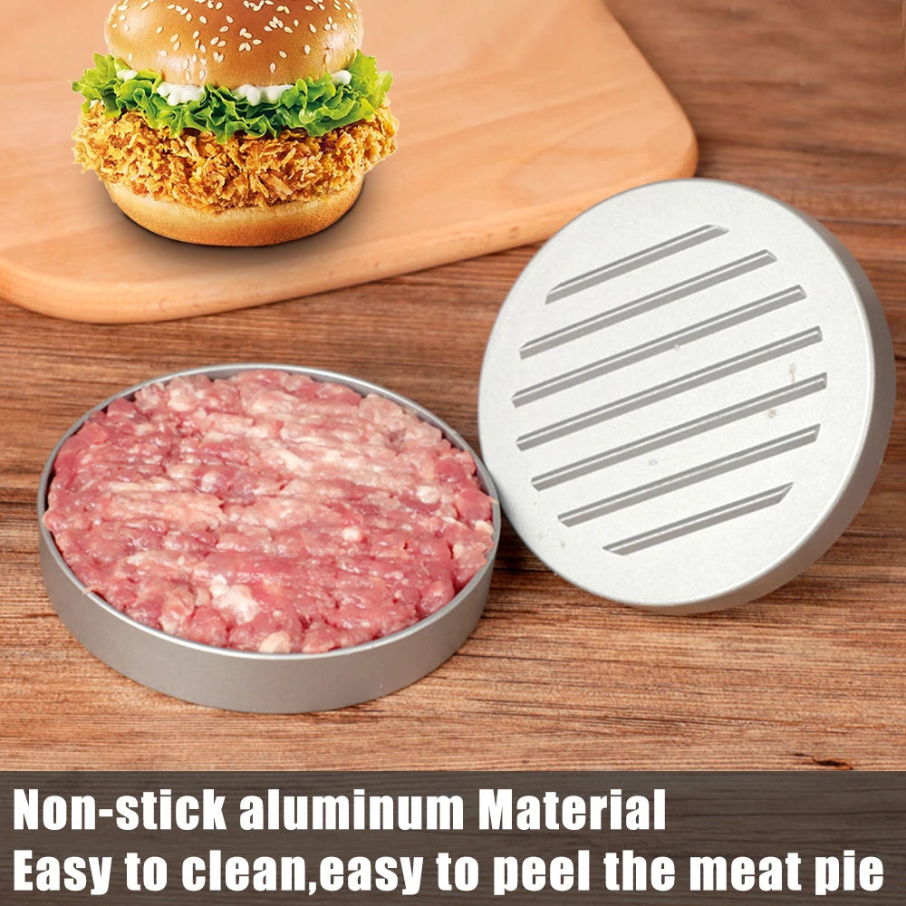 Round Burger Mold & Meat Press – Aluminum Patty Maker for BBQ & Beef Pies"